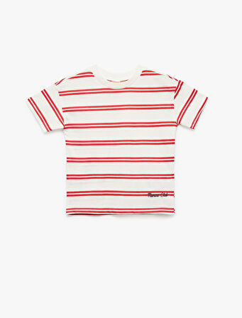 Pamuklu Kısa Kollu Baskılı Bisiklet Yaka Tişört