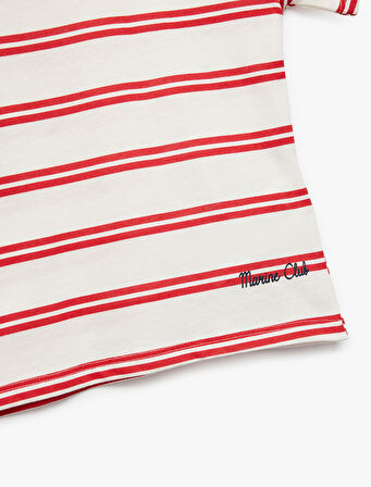 Pamuklu Kısa Kollu Baskılı Bisiklet Yaka Tişört