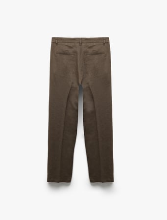 Normal Bel Bol Kalıp Pileli Keten Chino Pantolon