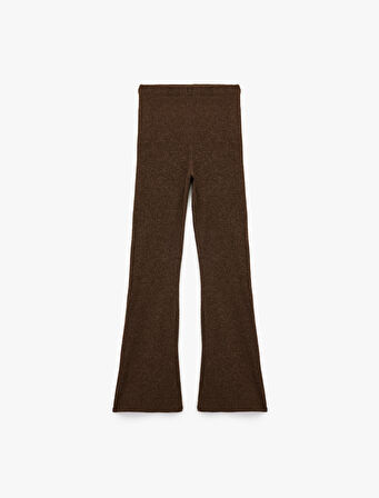 Kaşkorse Kumaş Viskon Karışımlı İspanyol Paça Yüksek Bel Pantolon