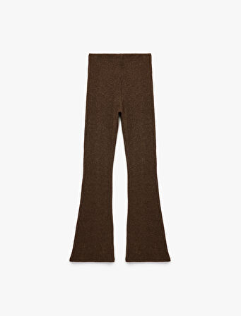 Kaşkorse Kumaş Viskon Karışımlı İspanyol Paça Yüksek Bel Pantolon