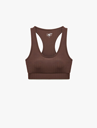 U Yaka Kolsuz Slim Fit Kaplı Sporcu Sütyeni