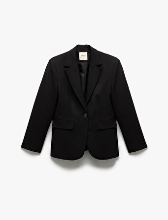 Uzun Kollu Kapaklı Cepli Kruvaze Blazer Ceket