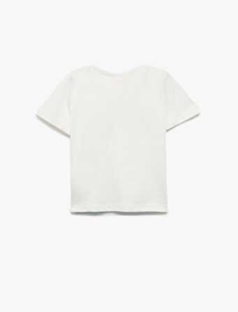 Bisiklet Yaka Baskılı Pamuklu Kısa Kollu Tişört