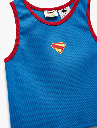Pamuklu Ribanalı Bisiklet Yaka Superman Lisanslı Atlet