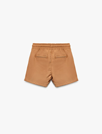 Beli Bağcıklı Cep Detaylı Viskon Şort