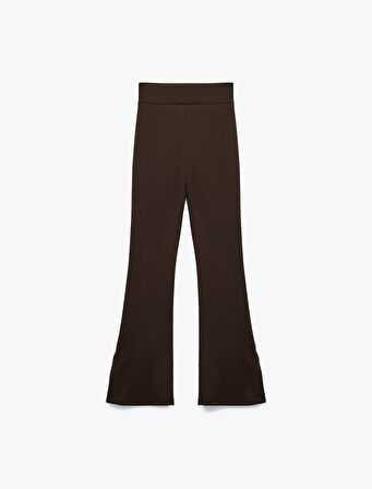 Yüksek Bel Rahat Kalıp Yırtmaç Detaylı Modal Karışımlı İspanyol Paça Eşofman Altı