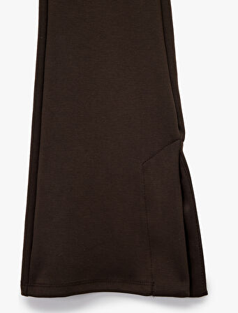 Yüksek Bel Rahat Kalıp Yırtmaç Detaylı Modal Karışımlı İspanyol Paça Eşofman Altı