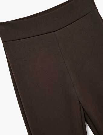 Yüksek Bel Rahat Kalıp Yırtmaç Detaylı Modal Karışımlı İspanyol Paça Eşofman Altı