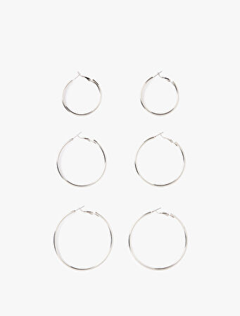 3'lü Çelik Halka Küpe Seti