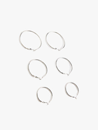 3'lü Çelik Halka Küpe Seti