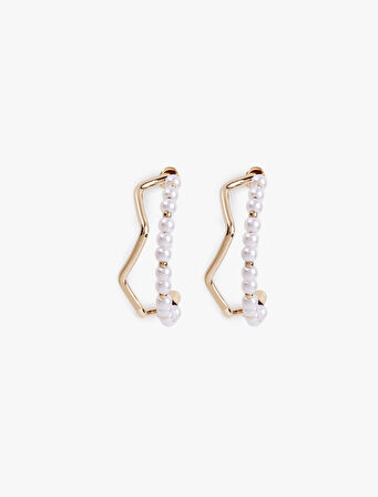 İncili Geometrik Halka Küpe