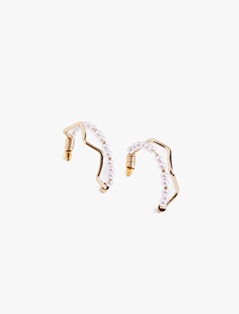 İncili Geometrik Halka Küpe