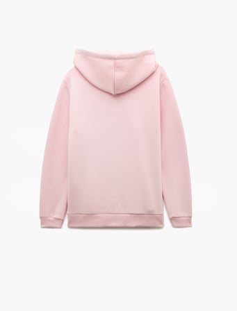 Pamuklu Uzun Kollu Kanguru Cep Detaylı Şardonlu Kapşonlu Baskılı Sweatshirt