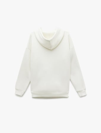 Üç İplik Şardonlu Kanguru Cepli Basic Kapüşonlu Sweatshirt
