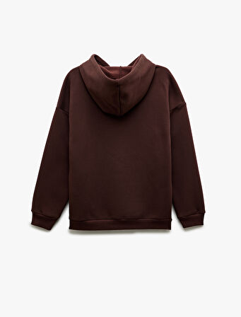 Üç İplik Şardonlu Kanguru Cepli Basic Kapüşonlu Sweatshirt