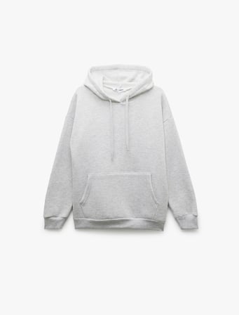 Üç İplik Şardonlu Kanguru Cepli Basic Kapüşonlu Sweatshirt