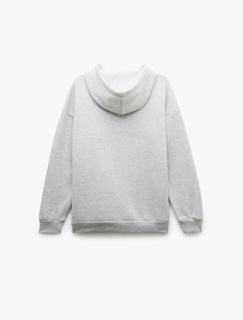 Üç İplik Şardonlu Kanguru Cepli Basic Kapüşonlu Sweatshirt