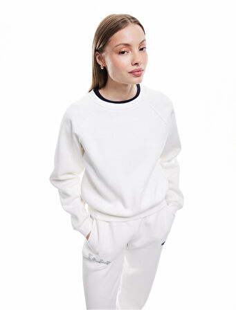 Üç İplik Şardonlu Dikiş Detaylı Bisiklet Yaka Oversize Sweatshirt