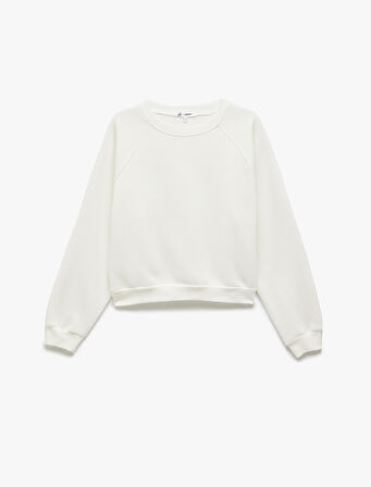 Üç İplik Şardonlu Dikiş Detaylı Bisiklet Yaka Oversize Sweatshirt