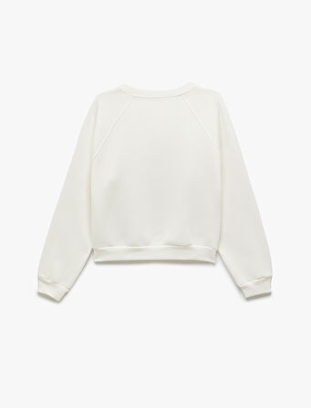 Üç İplik Şardonlu Dikiş Detaylı Bisiklet Yaka Oversize Sweatshirt