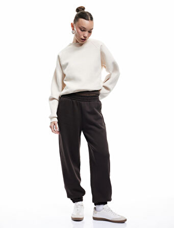 Üç İplik Şardonlu Dikiş Detaylı Bisiklet Yaka Oversize Sweatshirt