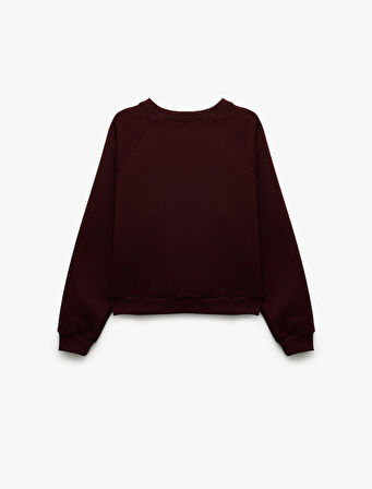 Üç İplik Şardonlu Dikiş Detaylı Bisiklet Yaka Oversize Sweatshirt