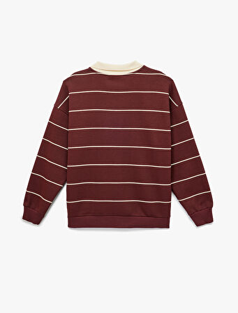 Uzun Kollu Polo Yaka Oversize Sweatshirt