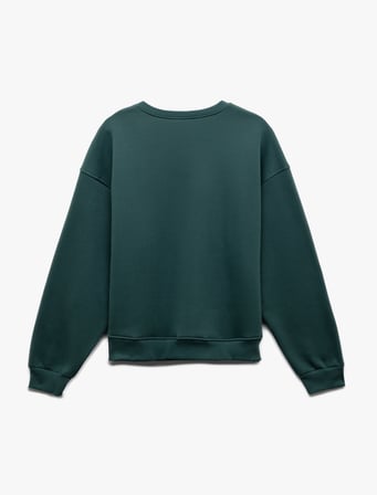 Şardonlu Uzun Kollu Bisiklet Yaka Ayıcık Baskılı Oversize Sweatshirt