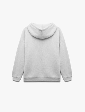 Şardonlu Kapüşonlu Baskılı Oversize Sweatshirt