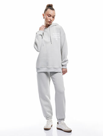 Pamuklu Şardonlu Cepli Beli Bağcıklı Oversize Jogger Eşofman Altı