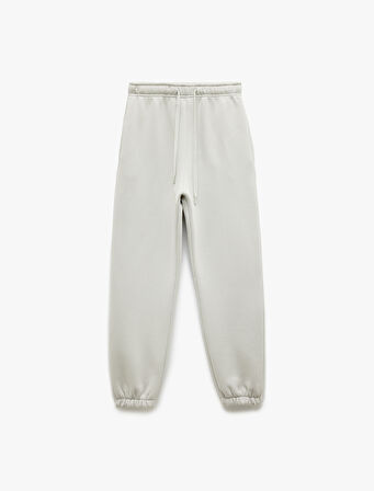 Pamuklu Şardonlu Cepli Beli Bağcıklı Oversize Jogger Eşofman Altı