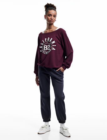 Pamuklu Şardonlu Cepli Beli Bağcıklı Oversize Jogger Eşofman Altı