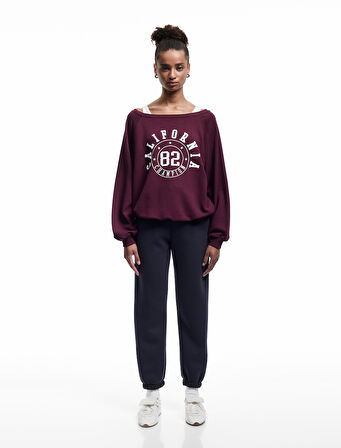 Pamuklu Şardonlu Cepli Beli Bağcıklı Oversize Jogger Eşofman Altı