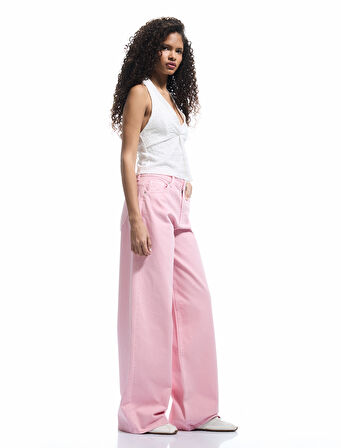 Bol Kalıp Geniş Paça Cepli Denim Pantolon - Loose Straight Fit Jean