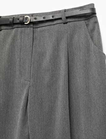 Cepli Kemerli Yüksek Bel Oversize Cigarette Pantolon