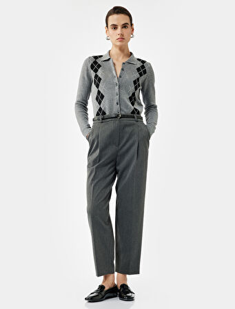 Cepli Kemerli Yüksek Bel Oversize Cigarette Pantolon