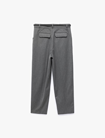 Cepli Kemerli Yüksek Bel Oversize Cigarette Pantolon