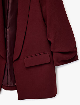 Krep Kumaş Regular Fit Şal Yaka 3/4 Kollu Blazer Ceket