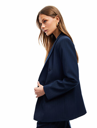 Cepli Uzun Kollu Kruvaze Blazer Ceket