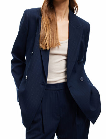 Cepli Uzun Kollu Kruvaze Blazer Ceket