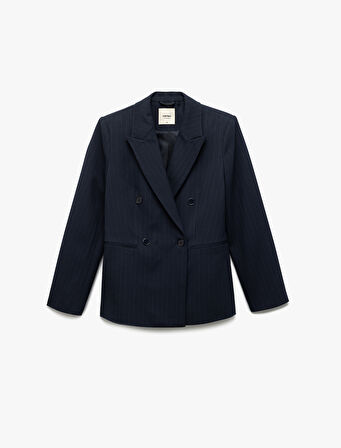 Cepli Uzun Kollu Kruvaze Blazer Ceket