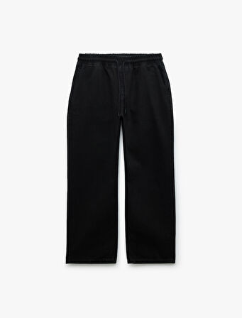 Pamuklu Cep Detaylı Beli Bağcıklı Jean Pantolon