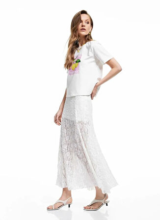 Koton Normal Bel Beyaz Kadın Midi Etek 5SAK10055PK