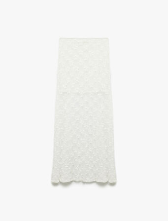 Yarım Astarlı Transparan Uzun Dantel Etek