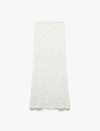 Yarım Astarlı Transparan Uzun Dantel Etek