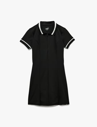 Kısa Kollu Fermuarlı Mini Spor Polo Yaka Elbise