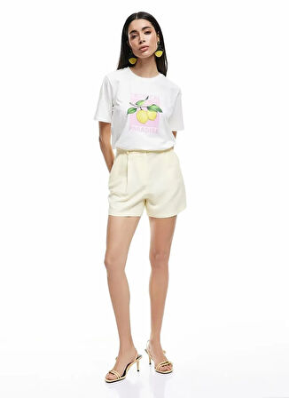 Koton x Sibil Çetinkaya Sarı Kadın Regular Fit Şort 5SAK40412PW
