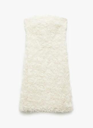 Koton x Sibil Çetinkaya Ekru Kadın Straplez Yaka Slim Fit Elbise 5SAK80297EK