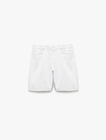 Normal Bel Pamuklu Bermuda Oversize Jean Şort
